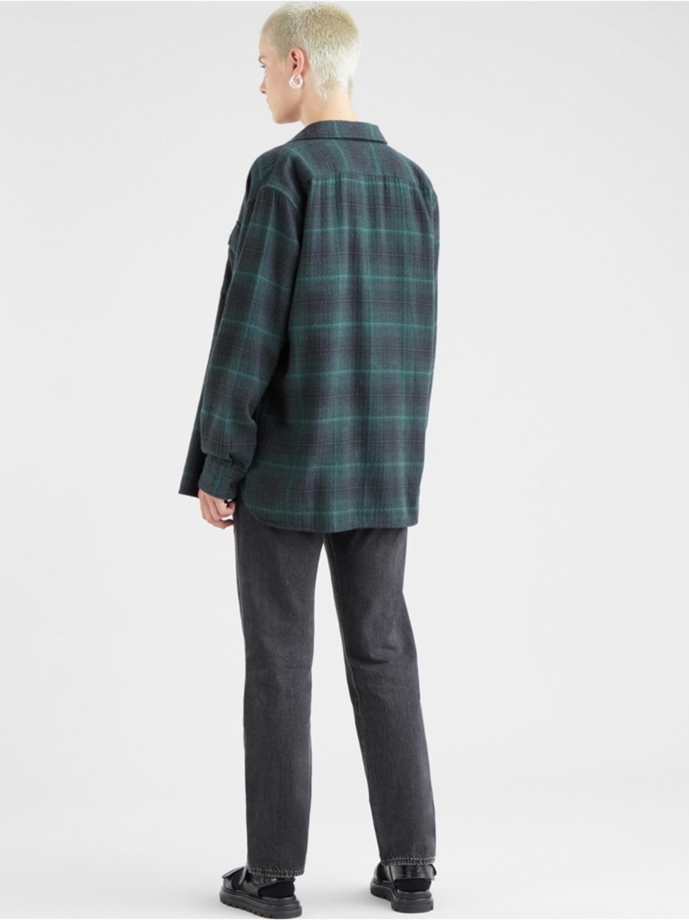 Levi's Dark Green and Black Flannel Plaid Worker Shirt - Picture 7 of 8